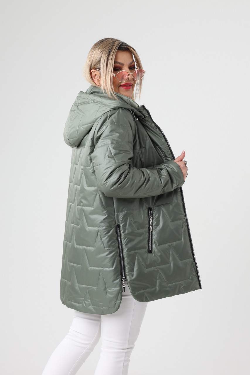 Połyskująca kurtka przejściowa damska plus size khaki 42-50