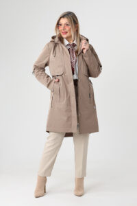 Przejściowa kurtka parka damska plus size z podpinanymi rękawami beżowa 42-50