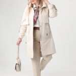 Przejściowa kurtka parka damska plus size z podpinanymi rękawami kremowa 42-50