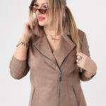Ramoneska zamszowa PLUS SIZE ciemnobeżowa 44-52