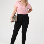 Spodnie z wysokim stanem PLUS SIZE czarne 42-50