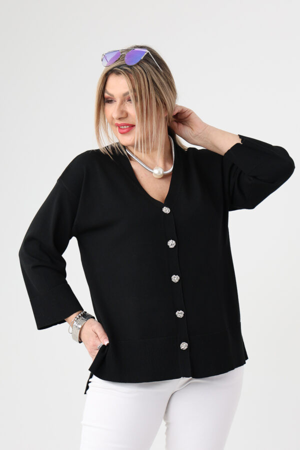 Sweterek damski plus size zapinany na guziki czarny 44-48