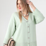 Sweterek damski plus size zapinany na guziki miętowy 44-48