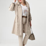 Beżowa cienka kurtka parka plus size przejściowa 42-52