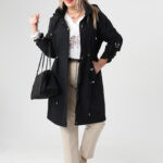 Czarna cienka kurtka parka plus size przejściowa 42-52