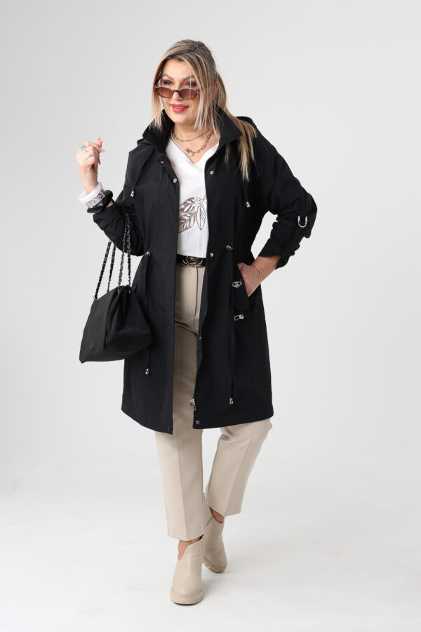 Czarna cienka kurtka parka plus size przejściowa 42-52