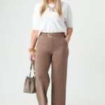 Eleganckie spodnie damskie dla puszystych z prostą nogawką