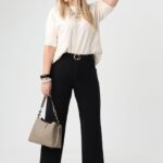 Eleganckie spodnie damskie dla puszystych z prostą nogawką