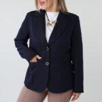 Marynarka plus size granatowa – odzież XXL dla kobiet