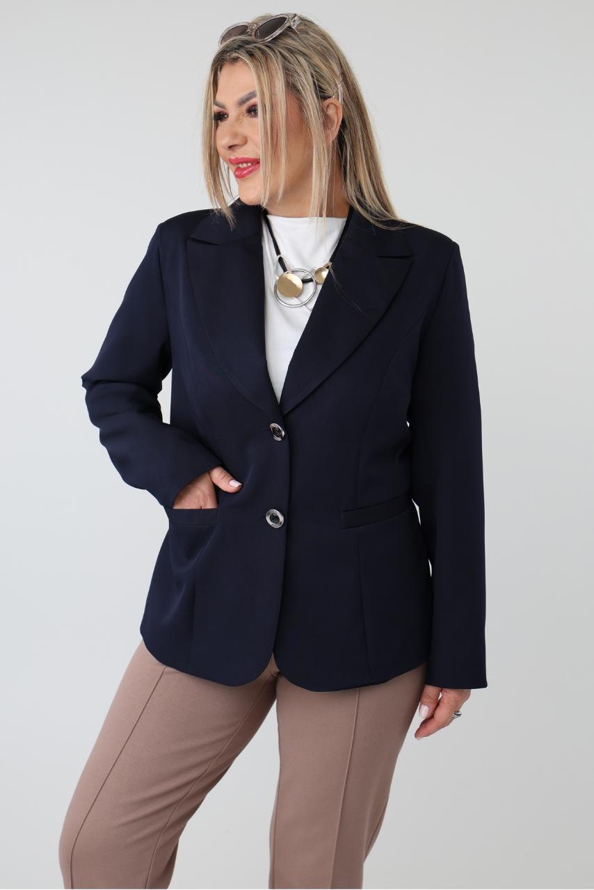 Marynarka plus size granatowa – odzież XXL dla kobiet
