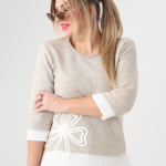Sweter damski XXL lniany beżowy elegancki
