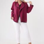 Amarantowa narzutka plus size elegancka