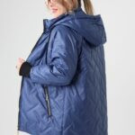 Niebieska kurtka przejściowa damska plus size ze ściągaczami przy rękawach 42-50