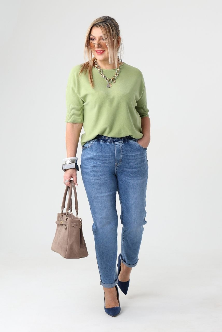 Niebieskie jeansy damskie dla puszystych 42-52