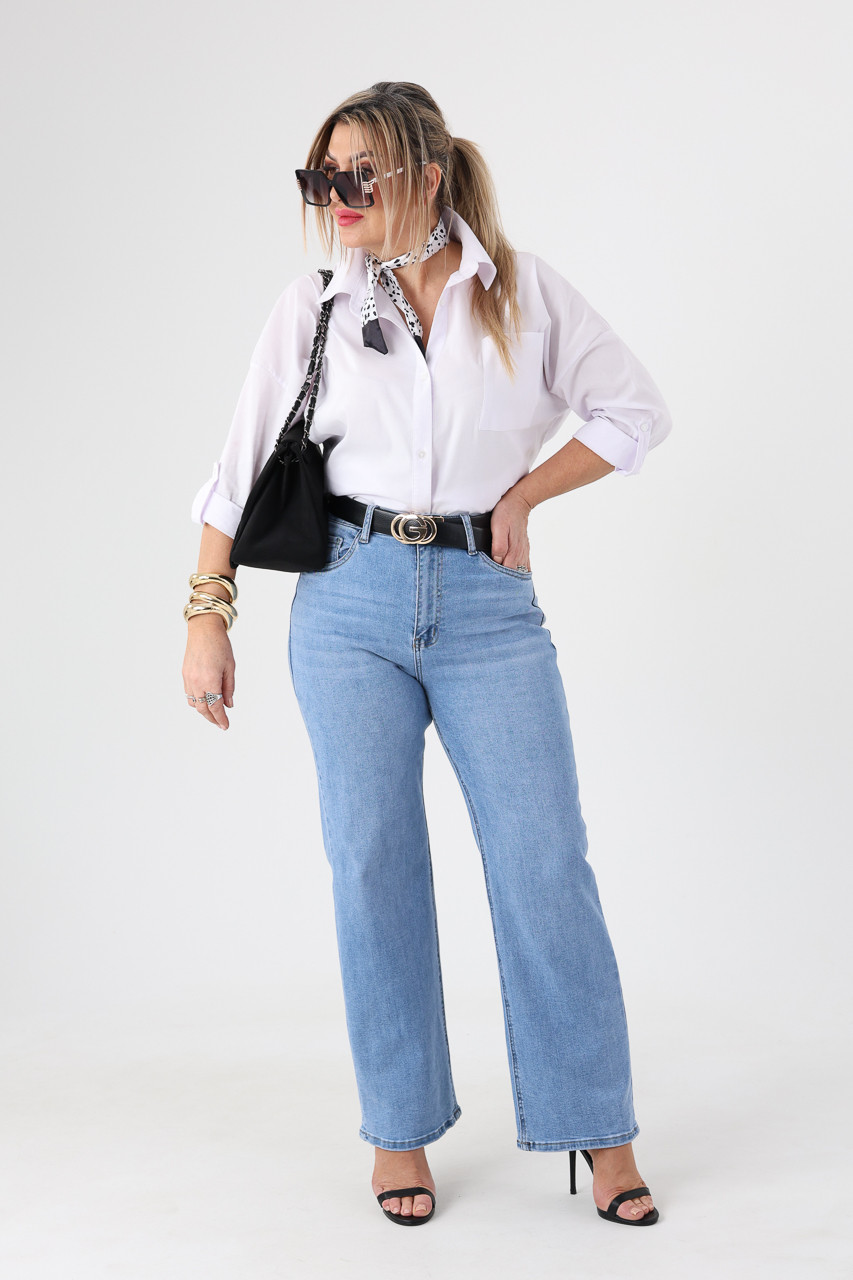 Jeansy damskie XXL prosta nogawka