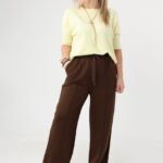 Spodnie dresowe bawełniane damskie duże rozmiary brązowe 36-48