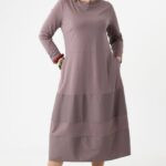 Elegancka sukienka w literę A duży rozmiar XXL brązowa midi