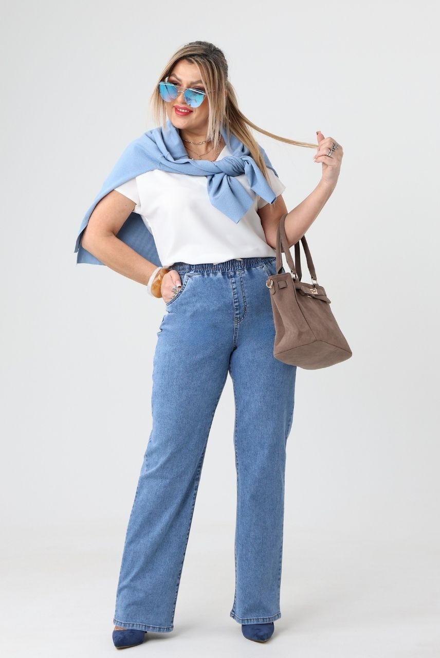 Jeansy damskie duże rozmiary z prostą nogawką