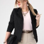 Marynarka damska duże rozmiary brązowa zamszowa