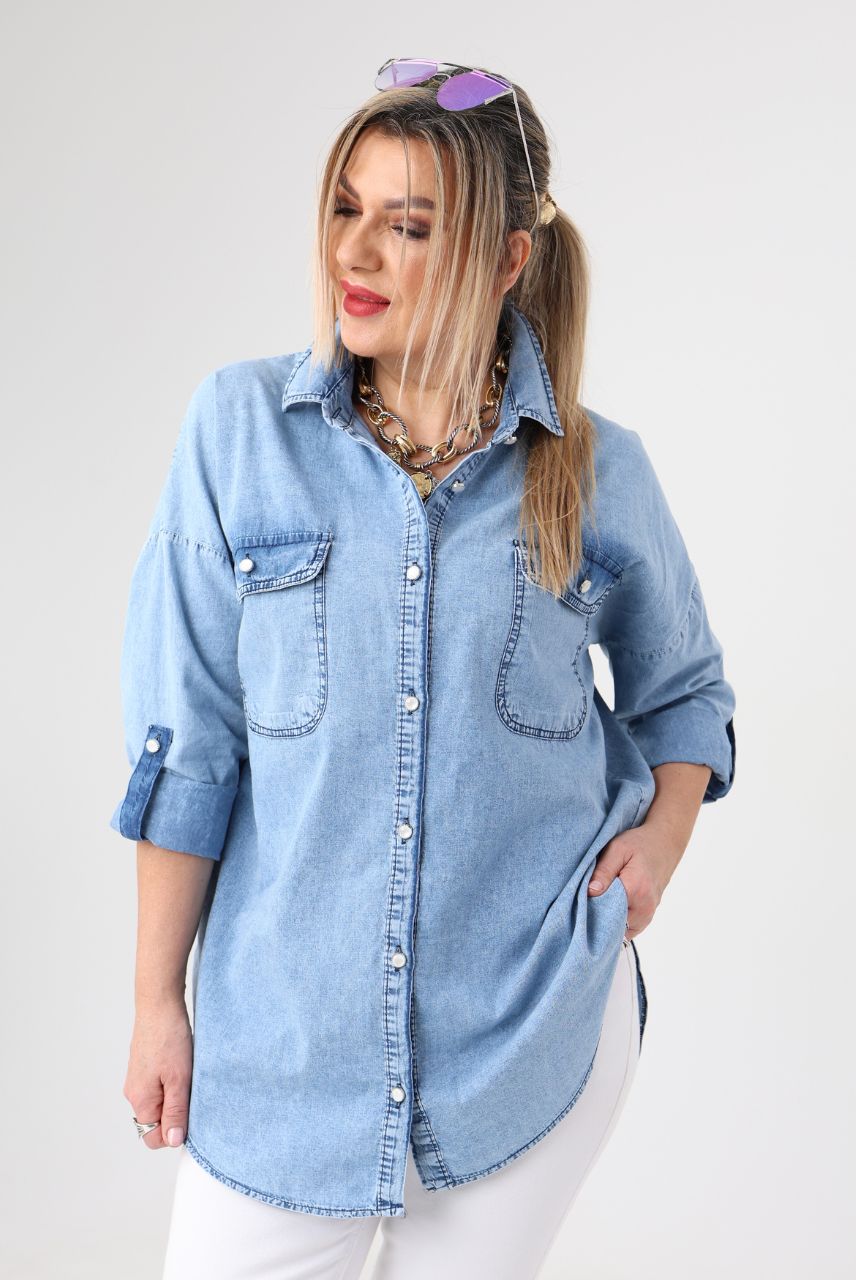 Koszula jeansowa damska plus size