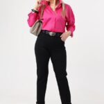 Czarne jeansy plus size z gumką w pasie wysoki stan 42-52