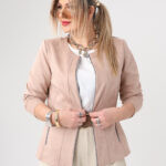 Elegancki żakiet damski PLUS SIZE łososiowy 44-54