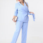 Komplet damski elegancki plus size niebieski 42-52