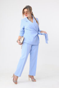 Komplet damski elegancki plus size niebieski 42-52