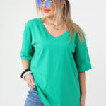Luźna bluzka damska plus size krótki rękaw (2)