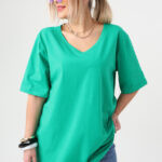 Luźna bluzka damska plus size krótki rękaw