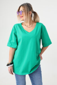 Luźna bluzka damska plus size krótki rękaw