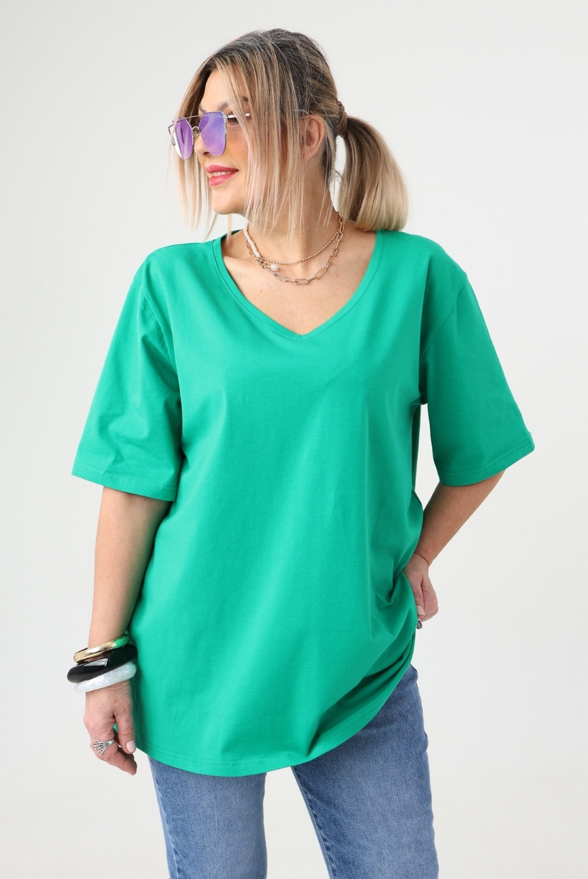 Luźna bluzka damska plus size krótki rękaw