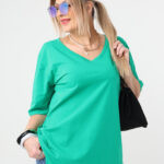 Luźna bluzka damska plus size krótki rękaw (4)