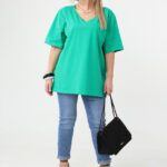 Luźna bluzka damska plus size krótki rękaw (6)