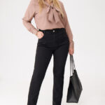 Spodnie damskie czarne jeansy plus size z prostą nogawką 48-60