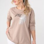 Bluzka damska XXL beżowa – duże rozmiary