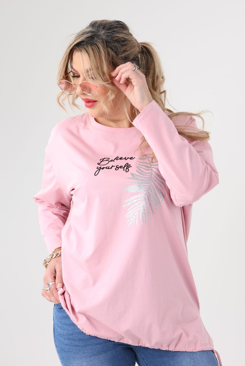 Bluzka damska XXL różowa – duże rozmiary