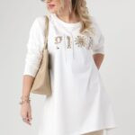 Biała tunika damska duże rozmiary z bawełny