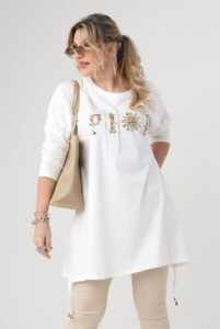 Biała tunika damska duże rozmiary z bawełny