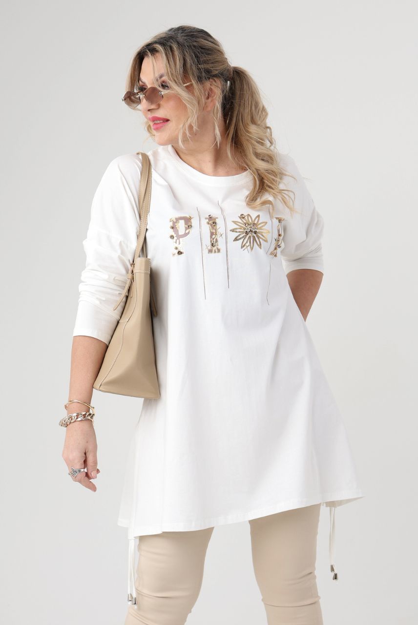 Biała tunika damska duże rozmiary z bawełny