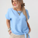 Błękitna elegancka bluzka damska plus size 44-52