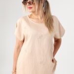 Bluzka damska duże rozmiary z haftem i krótkim rękawem