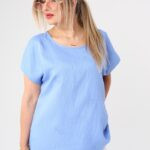 Bluzka damska duże rozmiary z haftem i krótkim rękawem