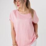 Bluzka damska duże rozmiary z haftem i krótkim rękawem