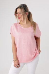 Bluzka damska duże rozmiary z haftem i krótkim rękawem