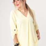 Bluzka plus size z dekoltem V dla puszystych kobiet, rozmiary 44–52