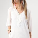 Elegancka bluzka wizytowa damska plus size żabot