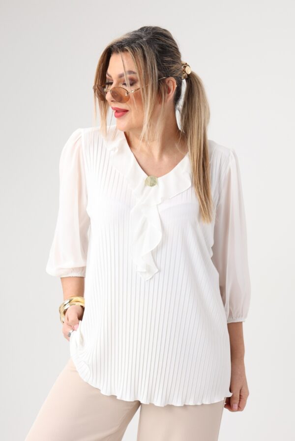 Elegancka bluzka wizytowa damska plus size żabot