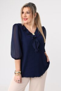 Elegancka bluzka wizytowa damska plus size żabot