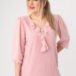 Elegancka bluzka wizytowa damska plus size żabot